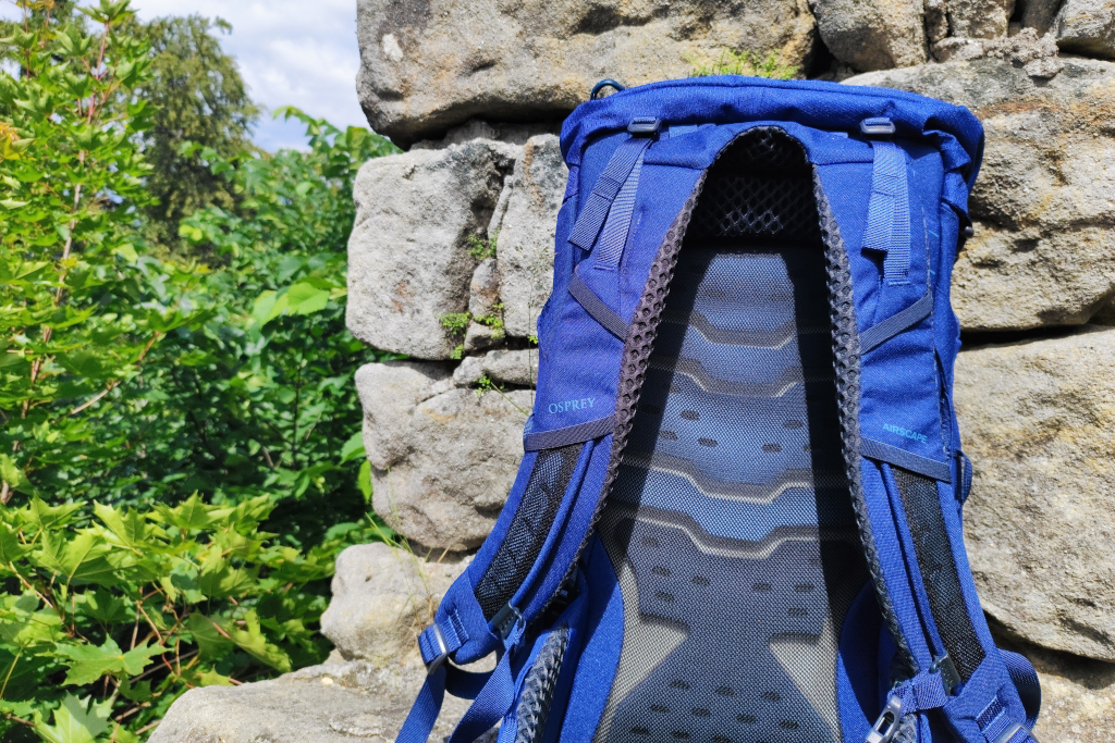Damski plecak trekkingowy Osprey Kyte LT 28 widoczny od tyłu z systemem nośnym AirScape i pasem biodrowym.