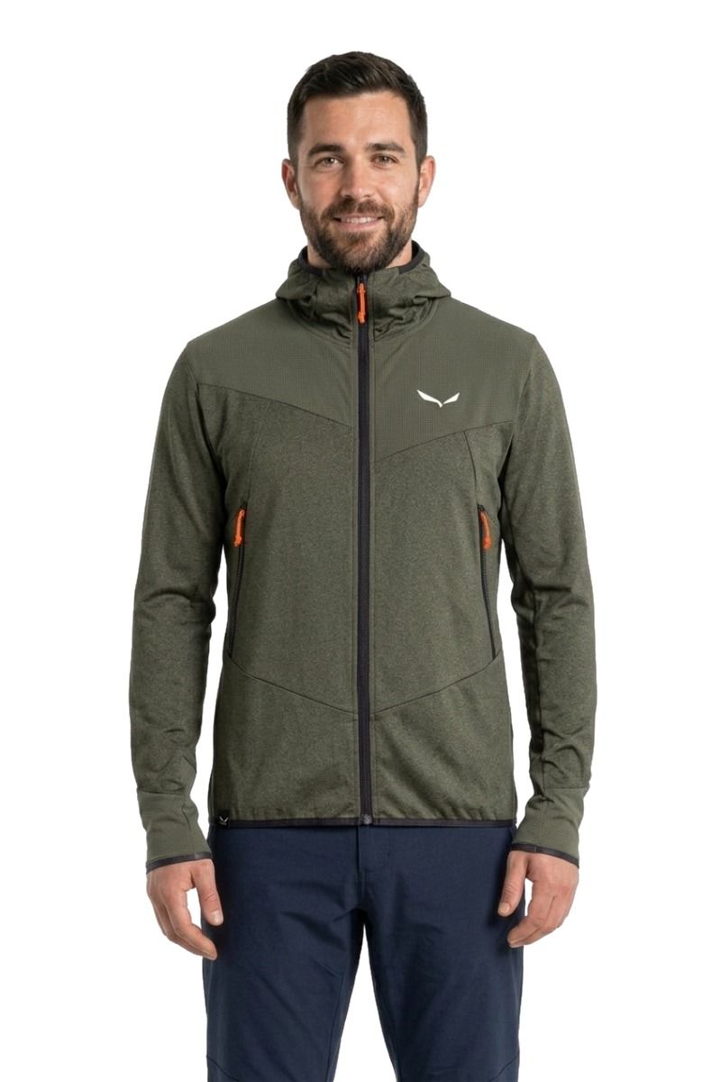 BLUZA AGNER HYBRID PL DST FZ HOODY-FADED GREEN MELANGE-0910
