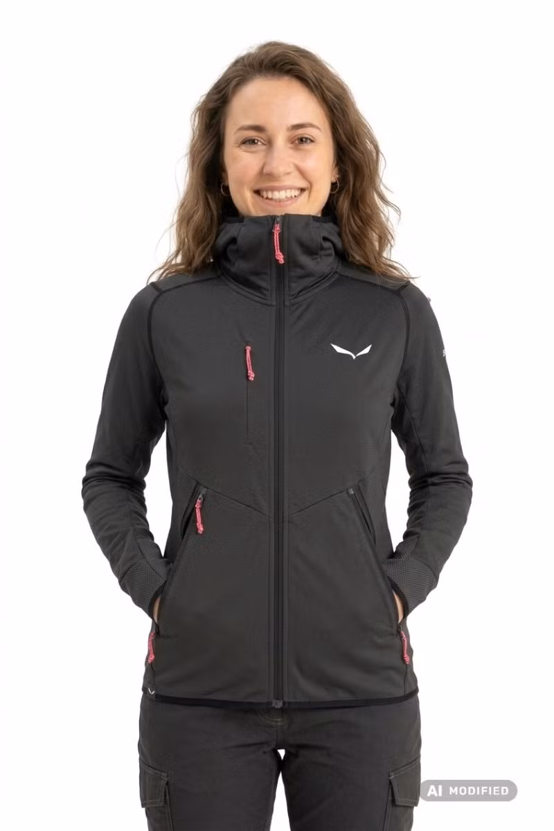 BLUZA AGNER HYBRID PL DST FZ HOODY WOMEN-BLACK OUT MELANGE
