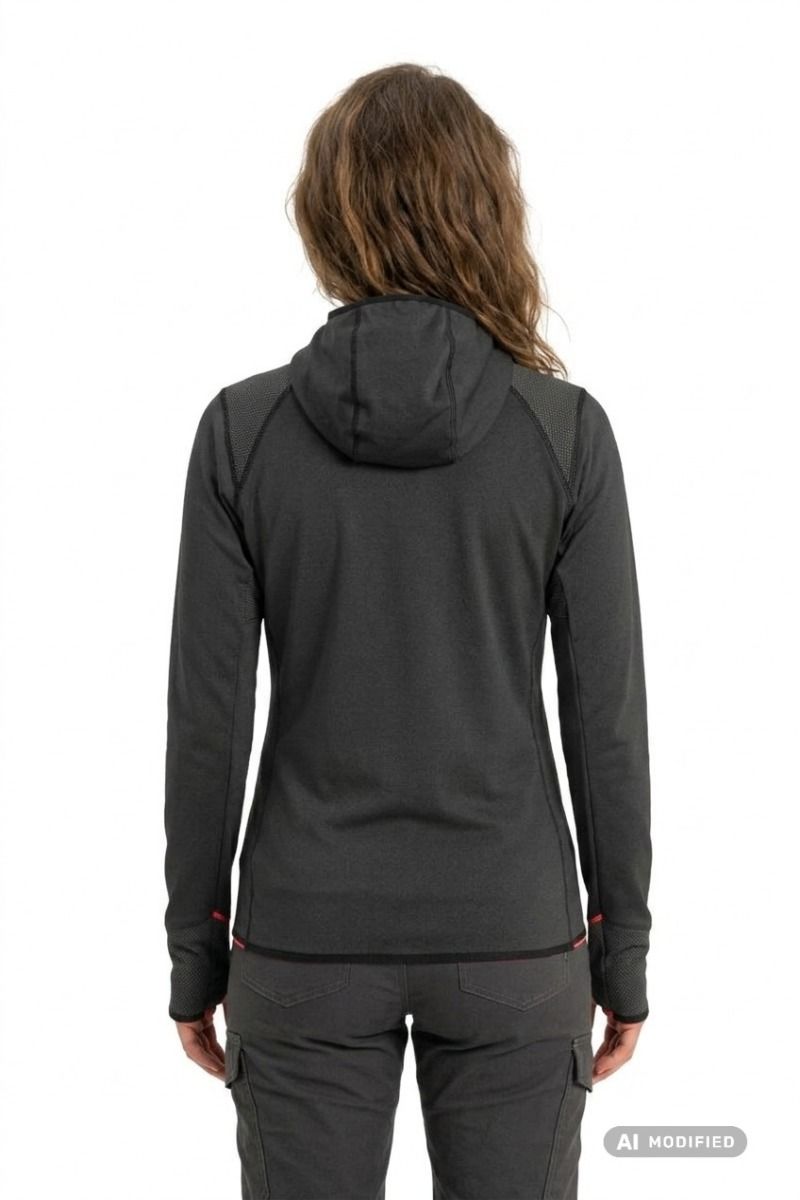 BLUZA AGNER HYBRID PL DST FZ HOODY WOMEN-BLACK OUT MELANGE