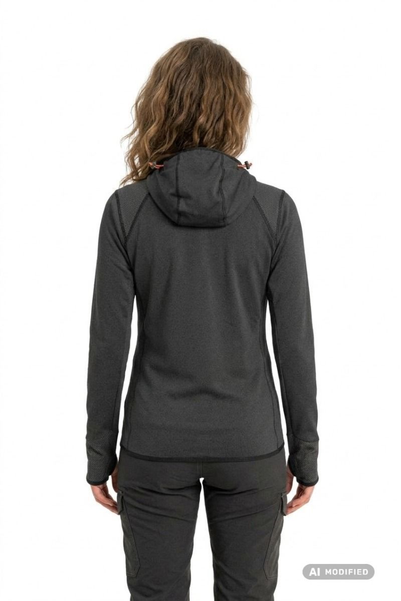 BLUZA AGNER HYBRID PL DST FZ HOODY WOMEN-BLACK OUT MELANGE