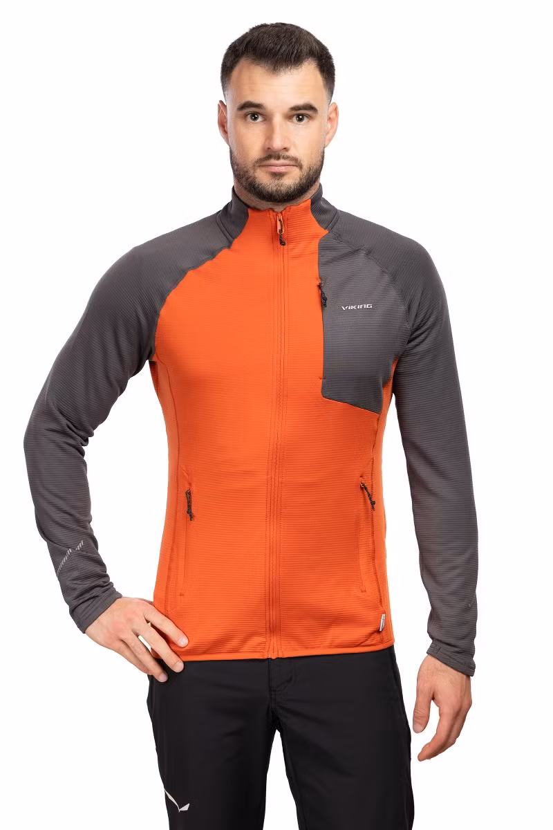 BLUZA BIRGER MIDLAYER-ORANGE-GREY