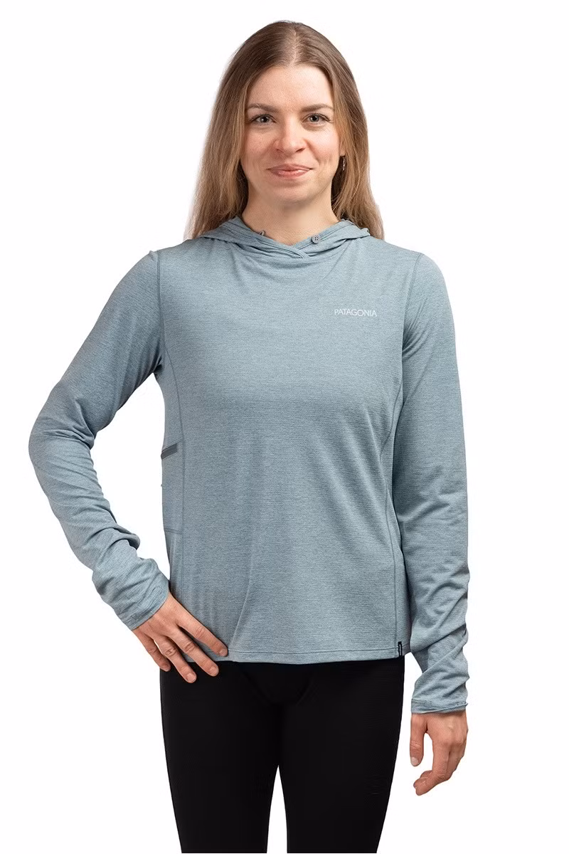 BLUZA  CAPILENE COOL SUN HOODY PEAK VISIONS WOMEN-NOUVEAU GREEN-BLUE SAGE X-DYE