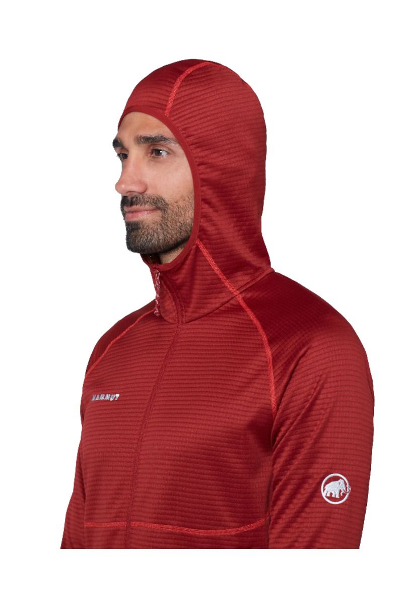 BLUZA CRAG ML HOODED-DARK MAMMUT RED
