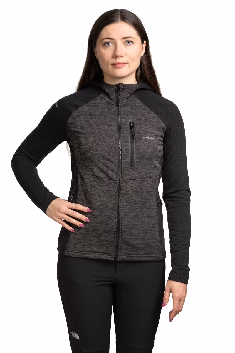 BLUZA DELMORE WOMEN-BLACK-DARK GREY MELANGE