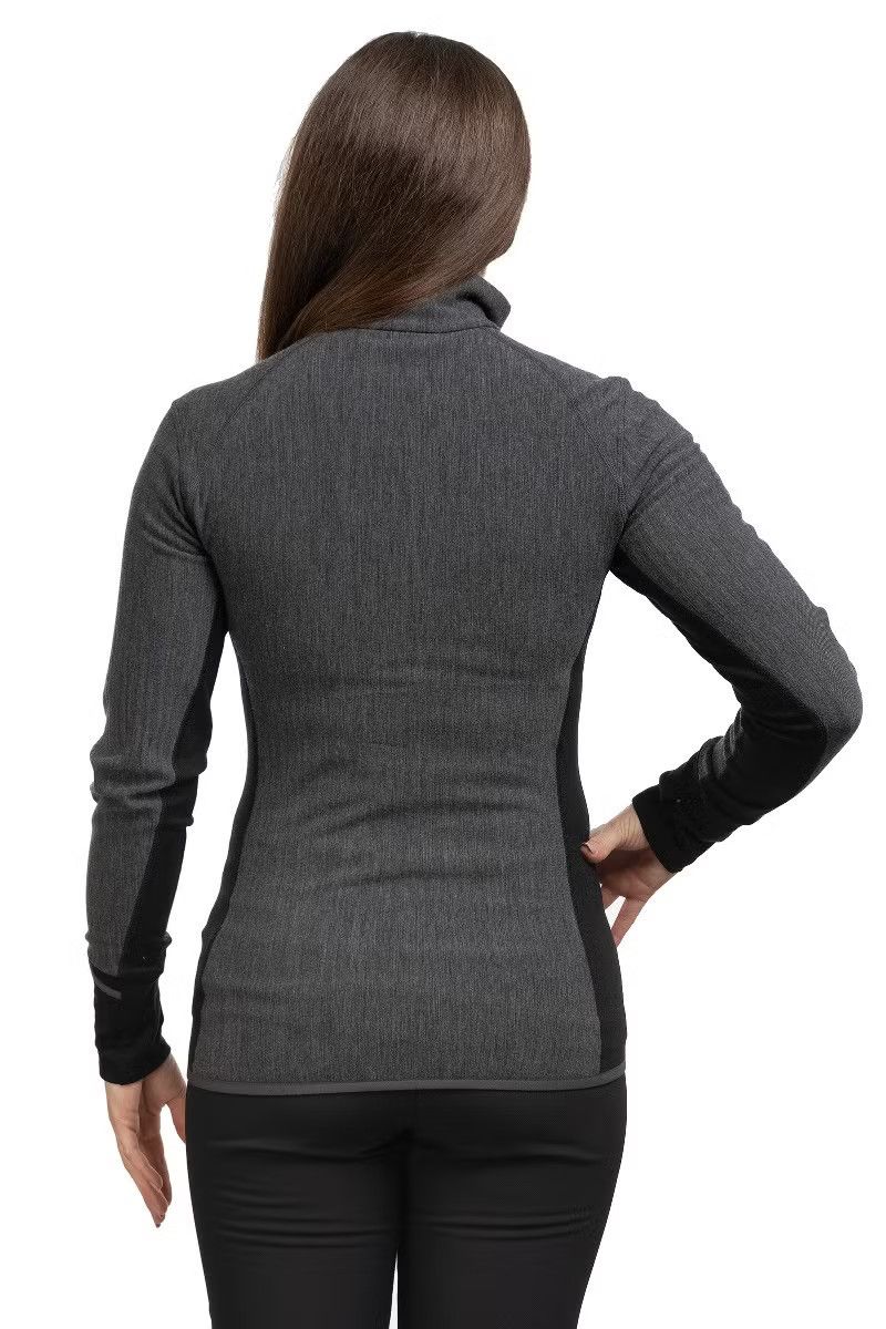 BLUZA DESCENDER LS ZIP WOMEN-JET HTHR-BLACK