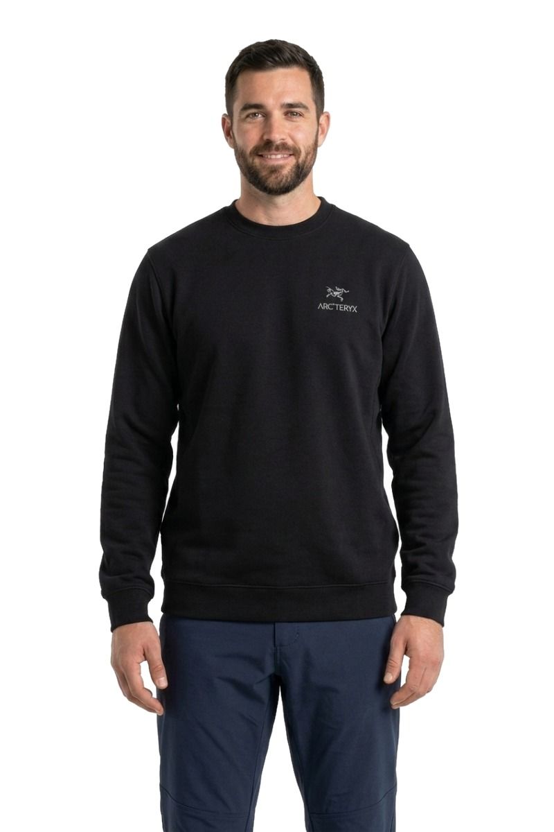 BLUZA EMBLEM FLEECE CREW-BLACK