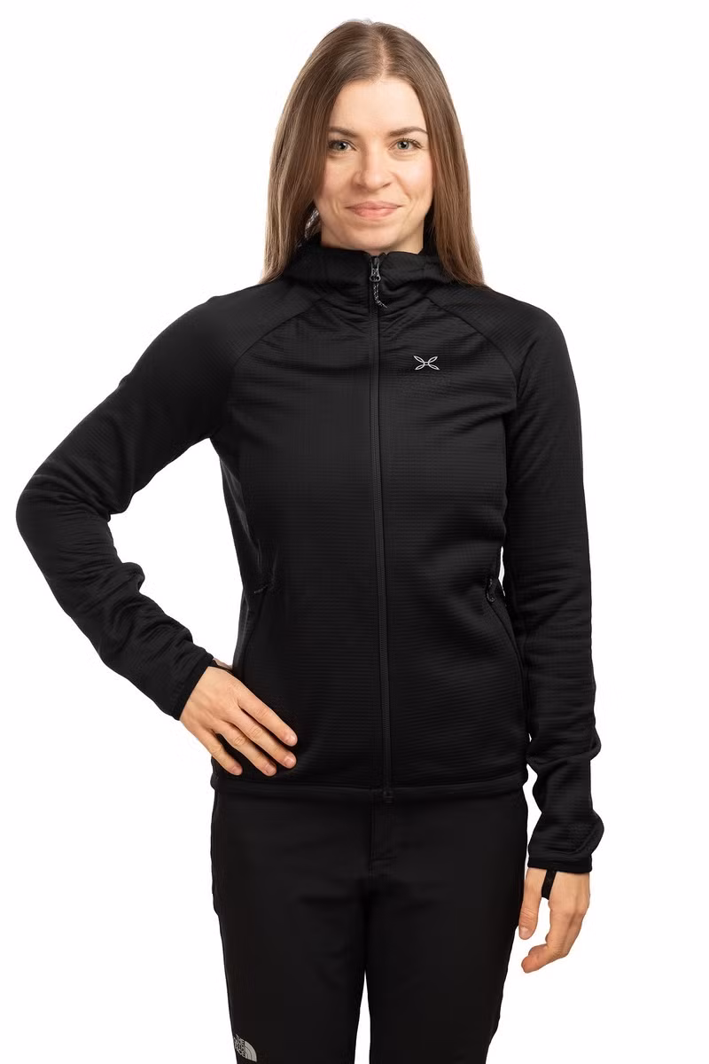 BLUZA FADIS GRID HOODED MAGLIA WOMAN-BLACK