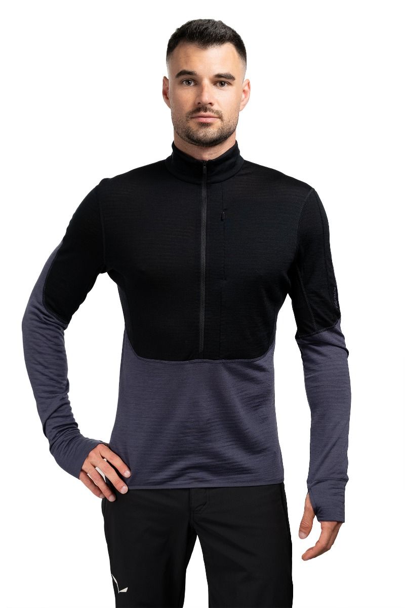 BLUZA MERINO 200 REALFLEECE DESCENDER LS HALF ZIP-BLACK-GRAPHITE-CB