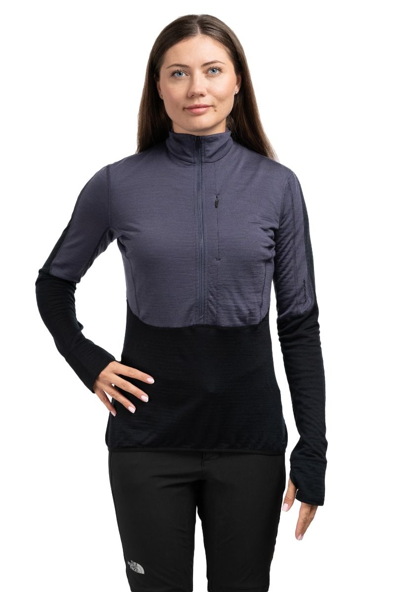 BLUZA MERINO 200 REALFLEECE DESCENDER LS HALF ZIP WOMEN-GRAPHITE-BLACK-CB