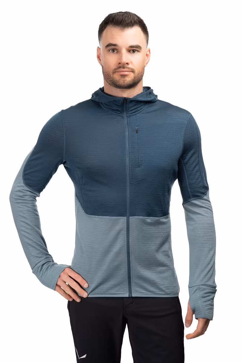 BLUZA MERINO 200 REALFLEECE DESCENDER LS ZIP HOODIE-ABYSS-BLUE ASH-CB