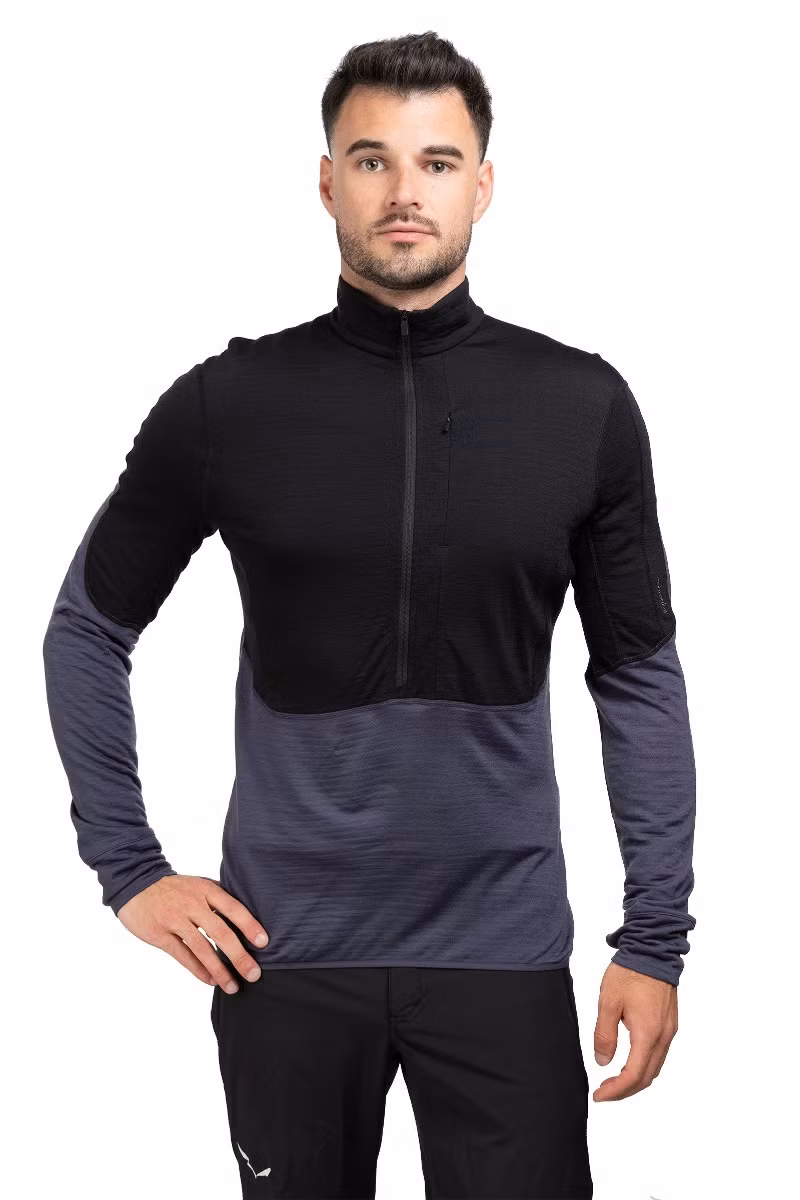 BLUZA MERINO 200 REALFLEECE DESCENDER LS HALF ZIP-BLACK-GRAPHITE-CB
