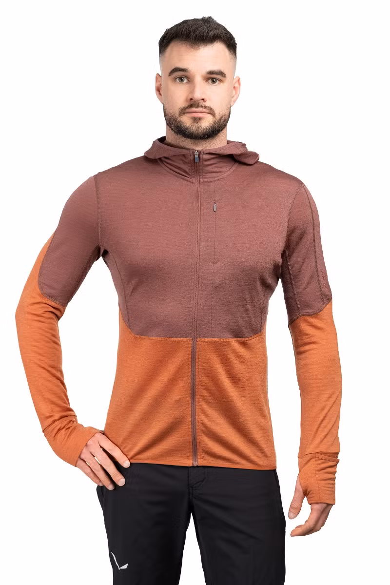 BLUZA MERINO 200 REALFLEECE DESCENDER LS ZIP HOODIE-CAROB-DUSTY CLAY-CB