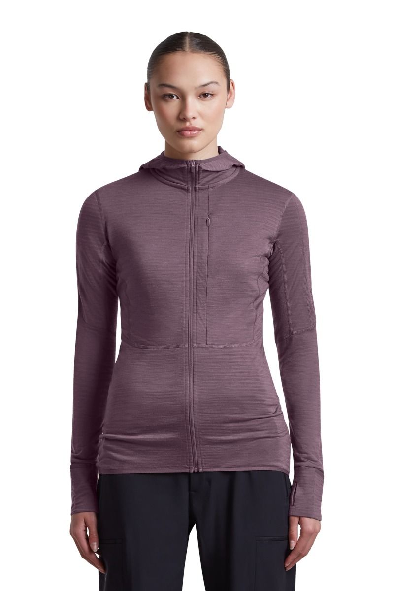 BLUZA MERINO 200 REALFLEECE DESCENDER LS ZIP HOODIE WOMEN-GREY PLUM