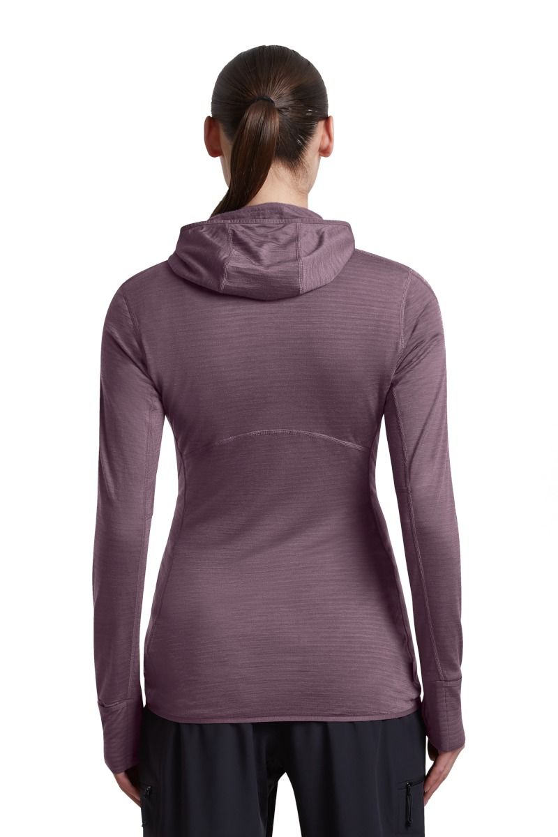 BLUZA MERINO 200 REALFLEECE DESCENDER LS ZIP HOODIE WOMEN-GREY PLUM