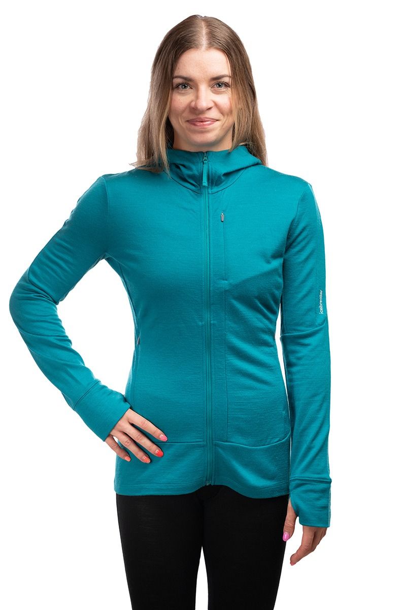 BLUZA MERINO 260 QUANTUM IV LS ZIP HOODIE WOMEN-TIDAL TEAL