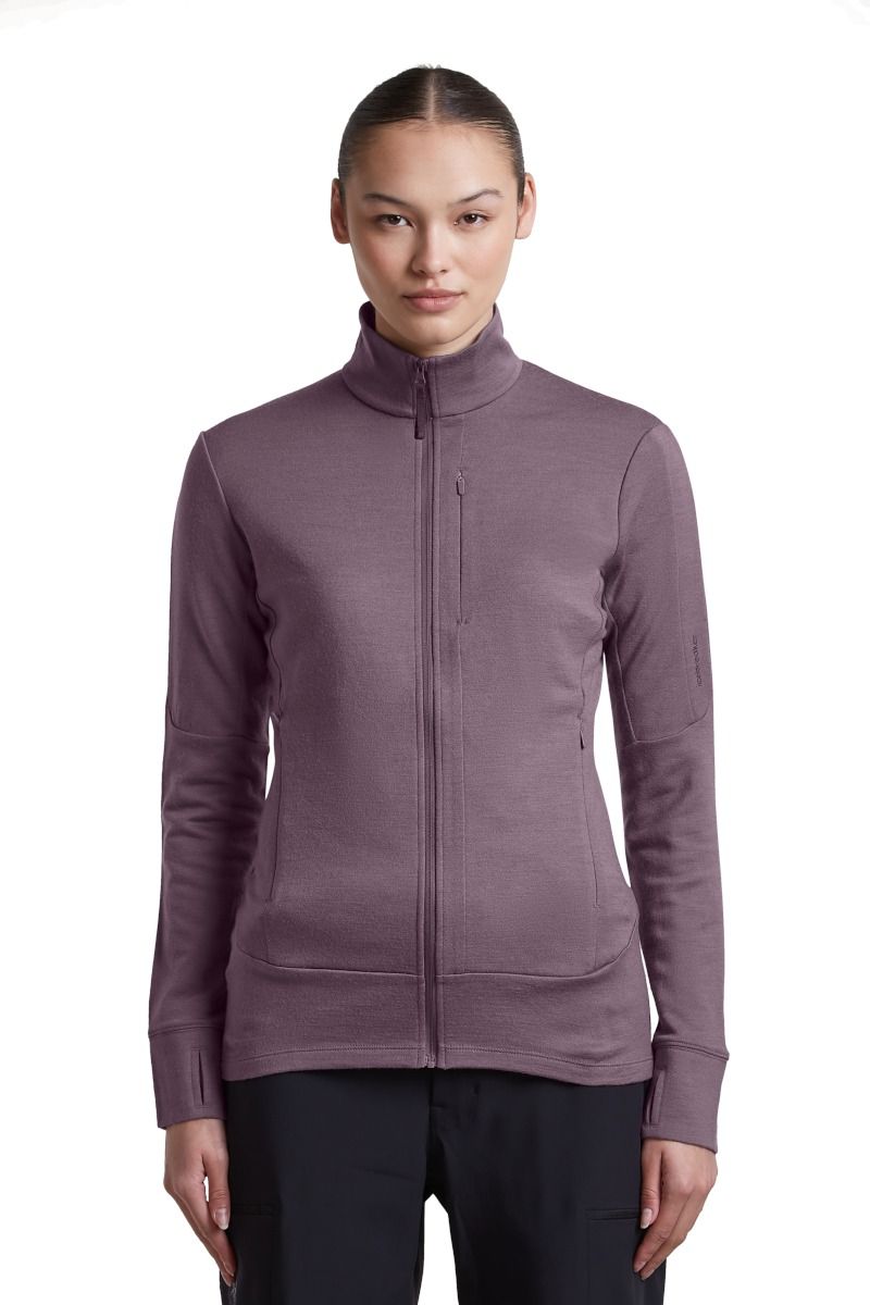 BLUZA MERINO 260 QUANTUM IV LS ZIP WOMEN-GREY PLUM