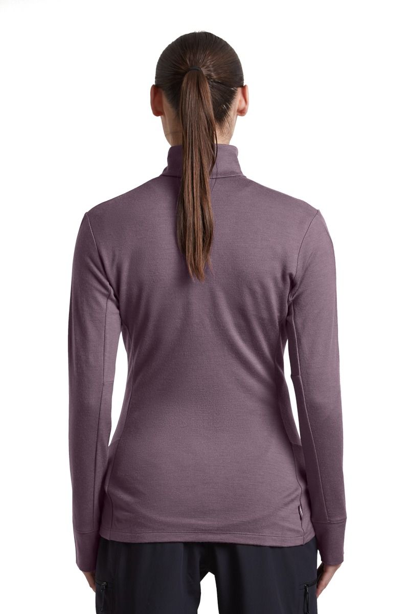 BLUZA MERINO 260 QUANTUM IV LS ZIP WOMEN-GREY PLUM