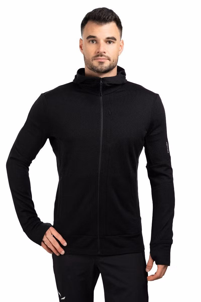 BLUZA MERINO 260 QUANTUM LS ZIP HOODIE-BLACK