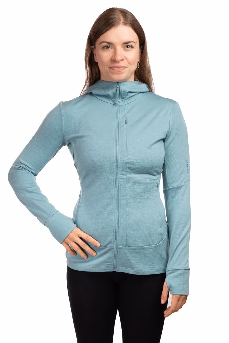 BLUZA MERINO 260 QUANTUM LS ZIP HOODIE WOMEN-HYDRO