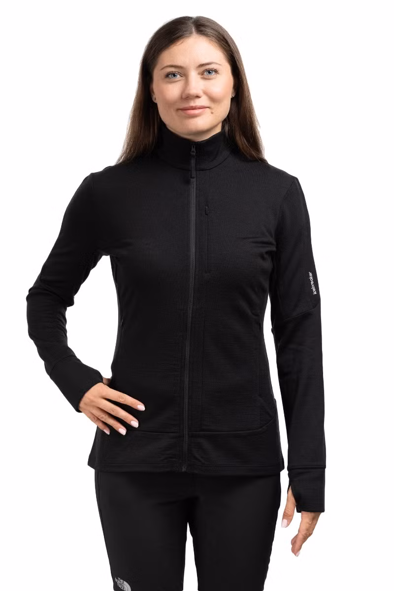 BLUZA MERINO 260 QUANTUM LS ZIP WOMEN-BLACK