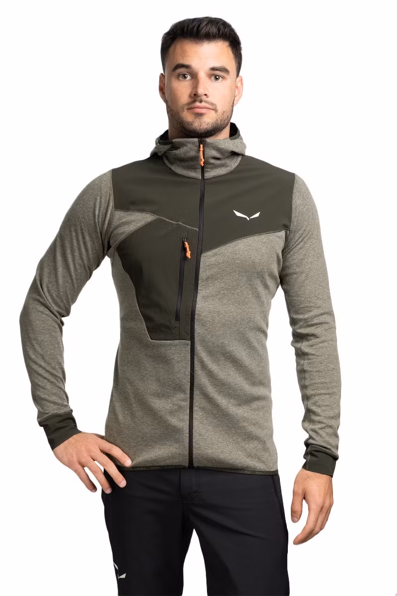BLUZA PUEZ 2 DRY LS HOOD FULL ZIP TEE-DARK OLIVE MELANGE-0910
