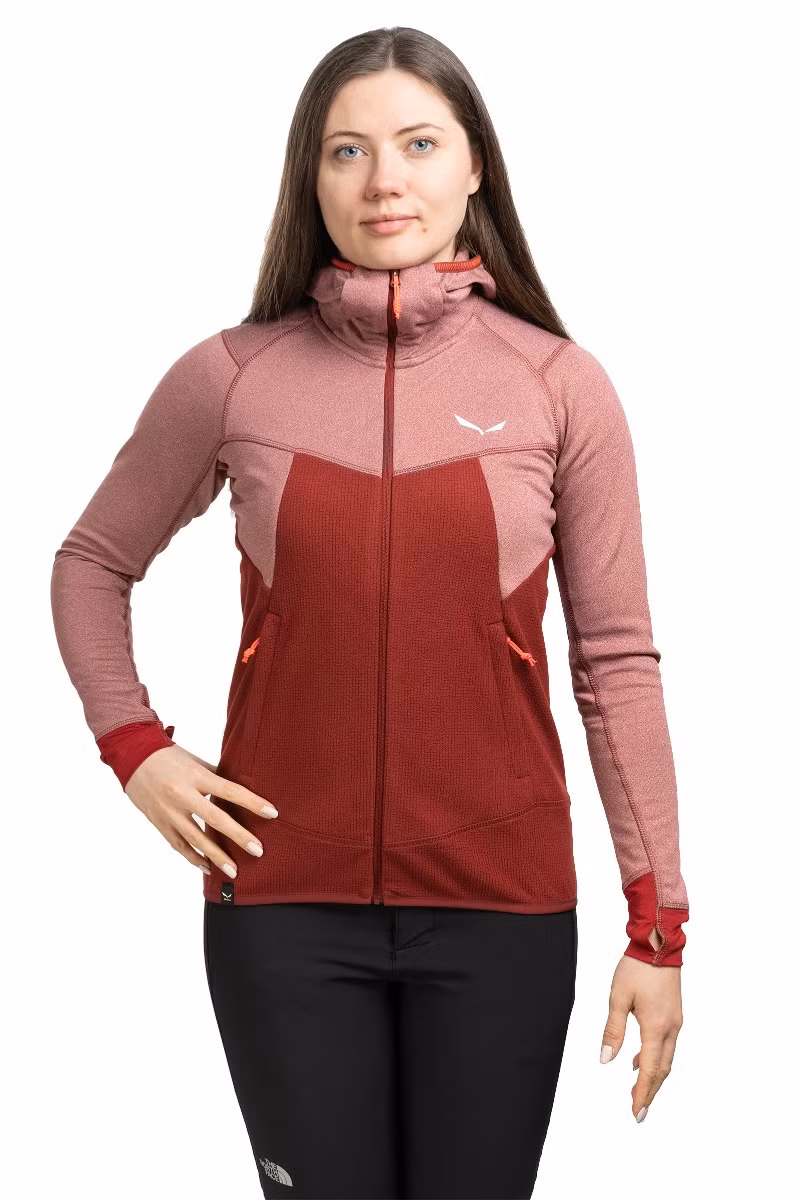 BLUZA PUEZ HYBRID PL FULL ZIP HOODY WOMEN-SYRAH MELANGE