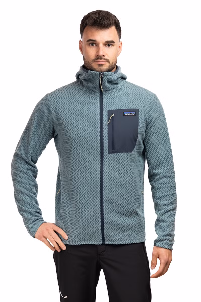 BLUZA R1 AIR FULL-ZIP HOODY-BLUE SAGE