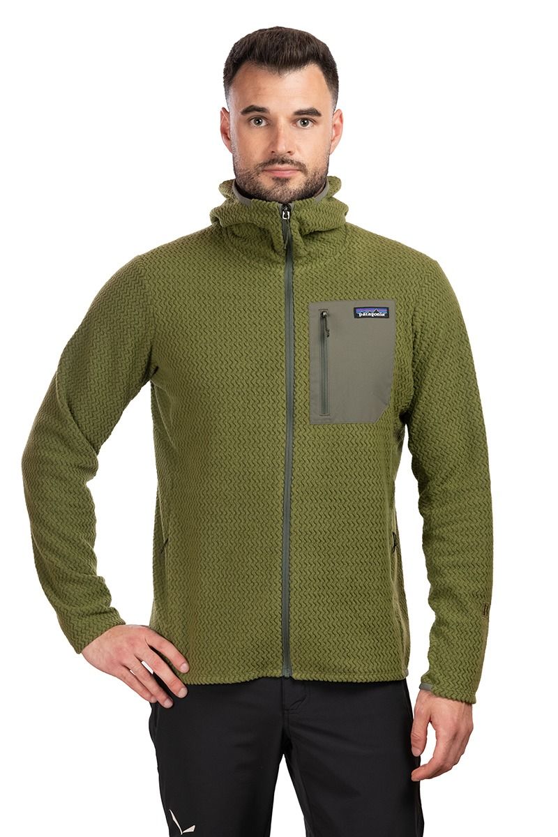 BLUZA R1 AIR FULL-ZIP HOODY-CAPER GREEN