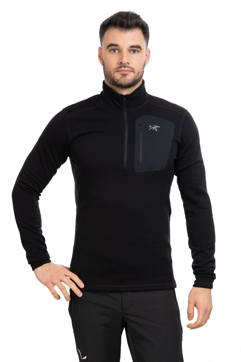 BLUZA RHO HEAVYWEIGHT ZIP NECK-BLACK