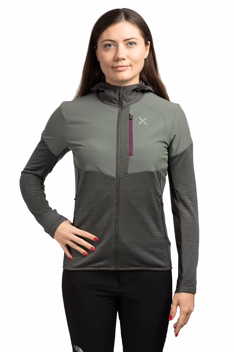 BLUZA THERMAL GRID PRO 2 MAGLIA WOMAN-SAGE GREEN-WINE RED