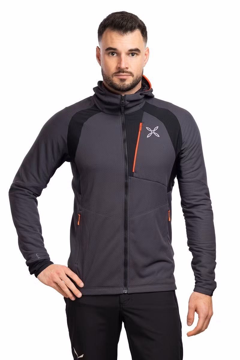 BLUZA VERTIGO OCTA HOODED MAGLIA-TOWER GREY-ORANGE