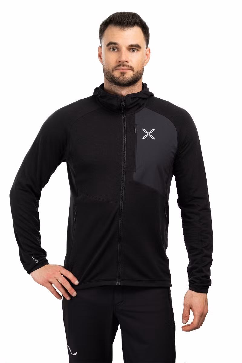 BLUZA VERTIGO POWER GRID HOODED-BLACK
