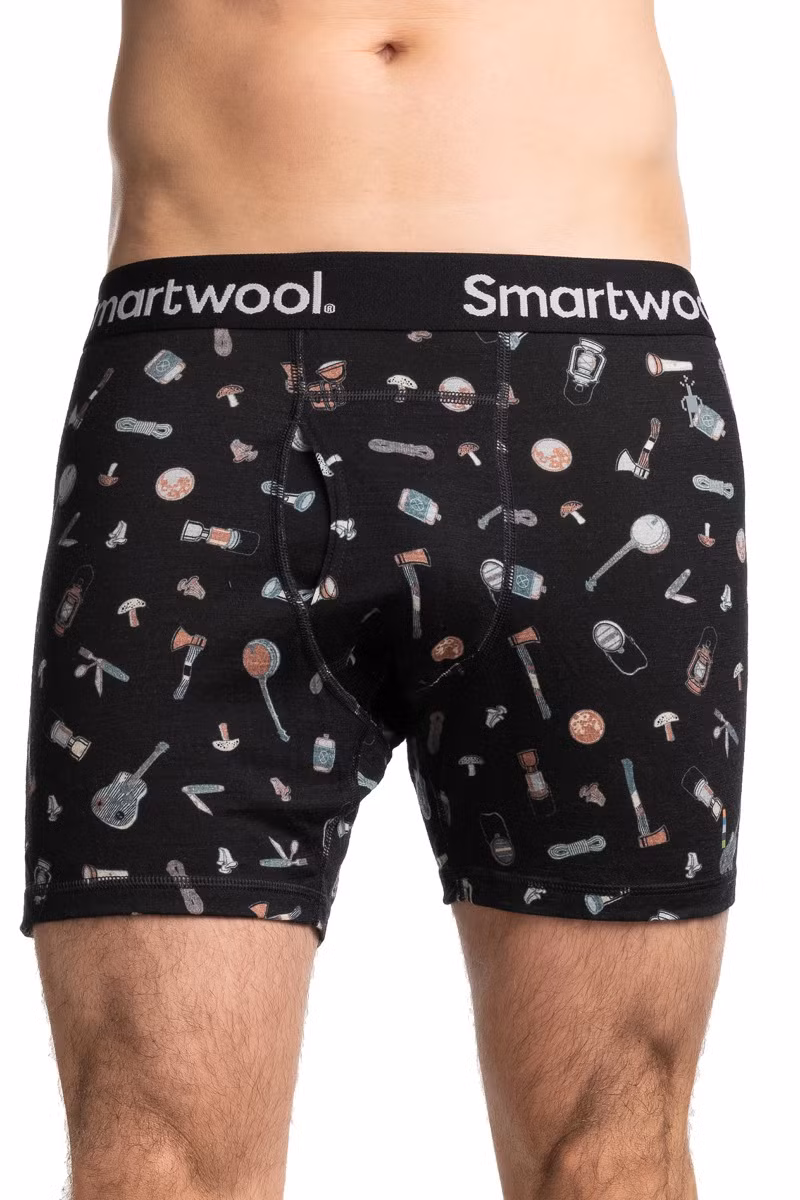 BOKSERKI MERINO PRINT BOXER BRIEF-BLACK GONE CAMPING