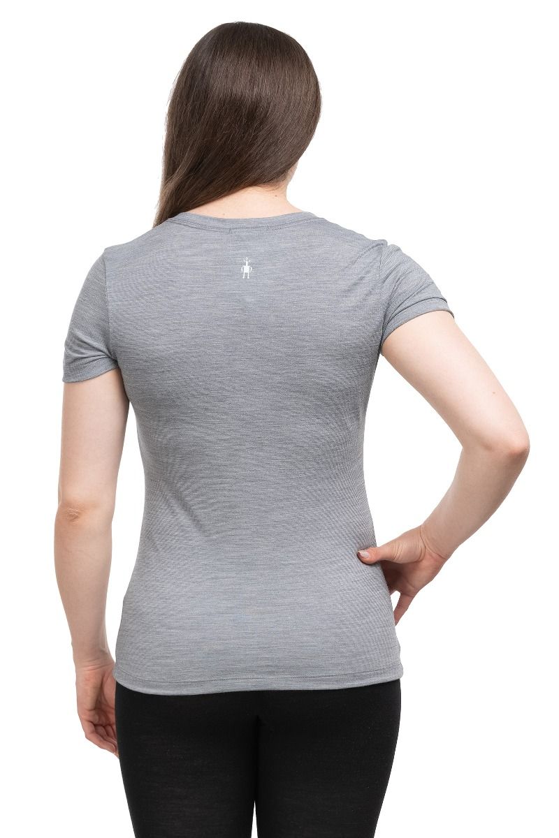 KOSZULKA MERINO SPORT 150 ALPINE START SS GRAPHIC TEE WOMEN-LIGHT GRAY HEATHER