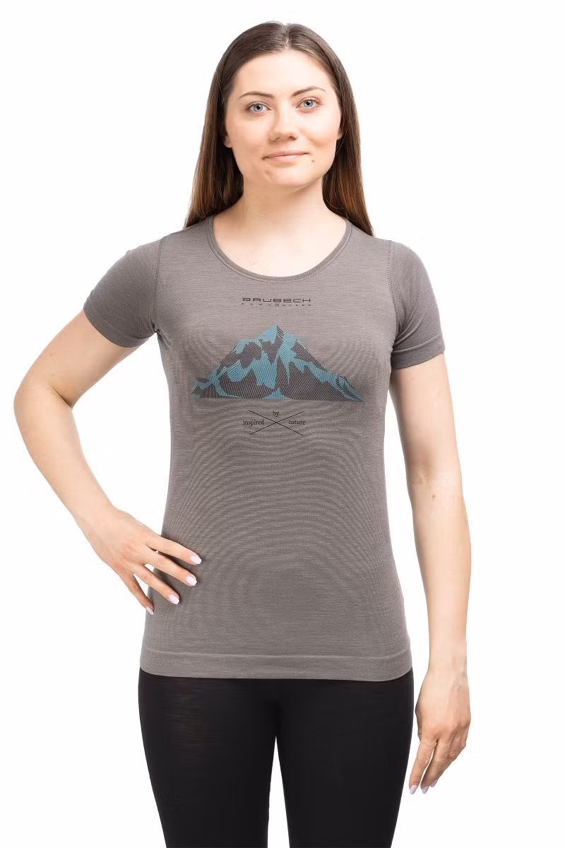KOSZULKA OUTDOOR WOOL PRO SS12720A WOMEN-GREY-MOUNTAINS