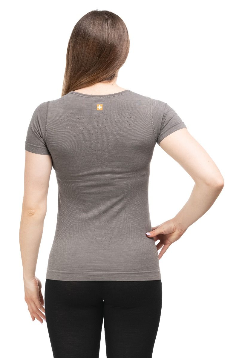 KOSZULKA OUTDOOR WOOL PRO SS12720A WOMEN-GREY-MOUNTAINS