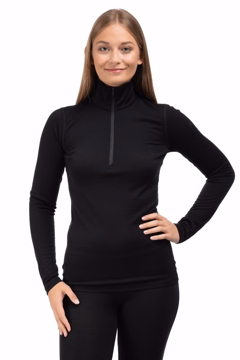 KOSZULKA 200 OASIS LS HALF ZIP WOMEN-BLACK
