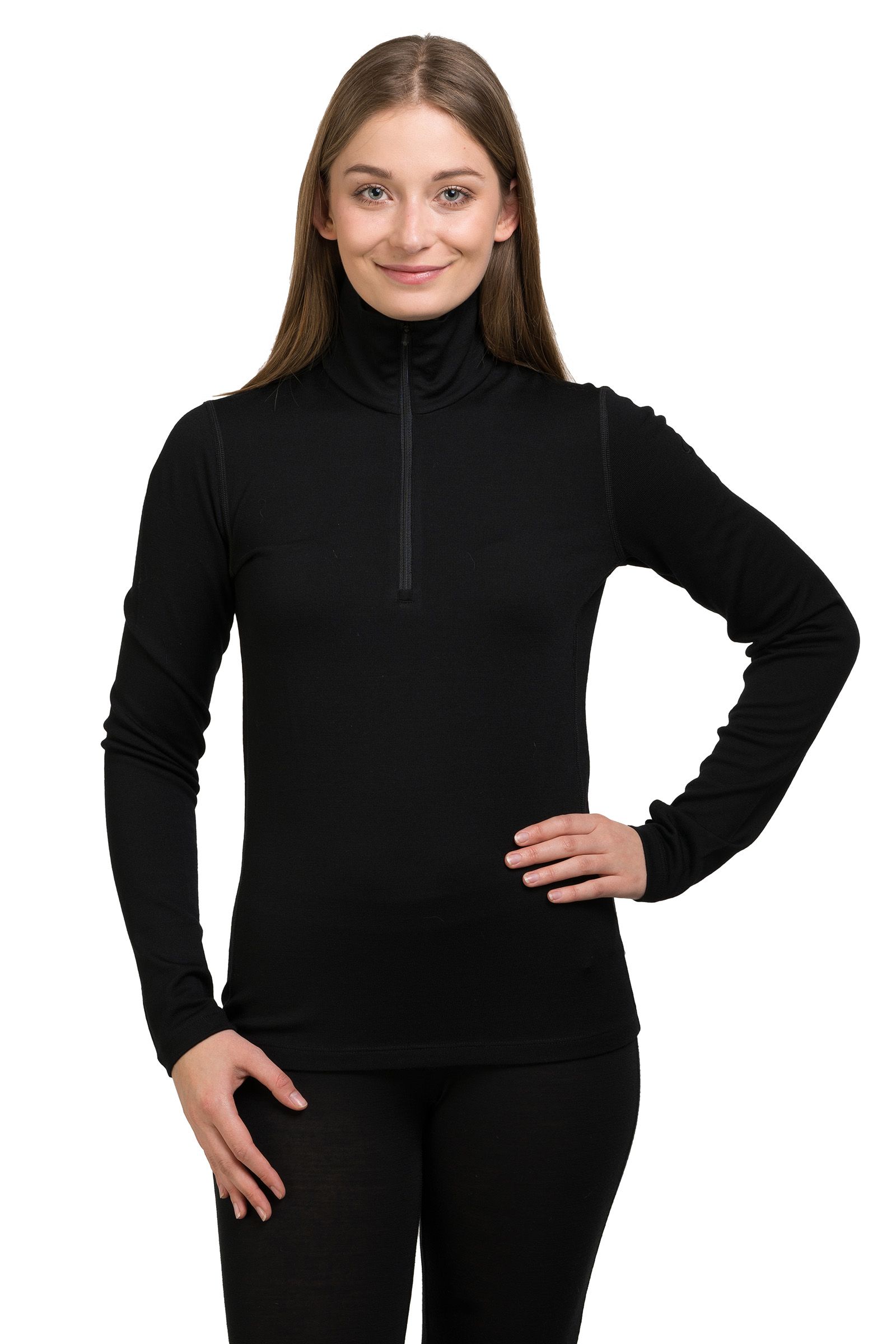 KOSZULKA 260 TECH LS HALF ZIP WOMEN-BLACK