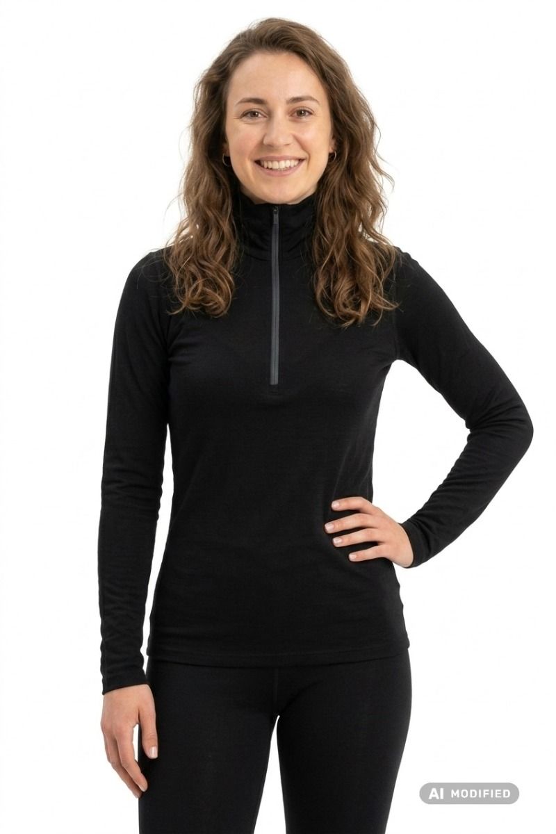 KOSZULKA 200 OASIS LS HALF ZIP WOMEN-BLACK