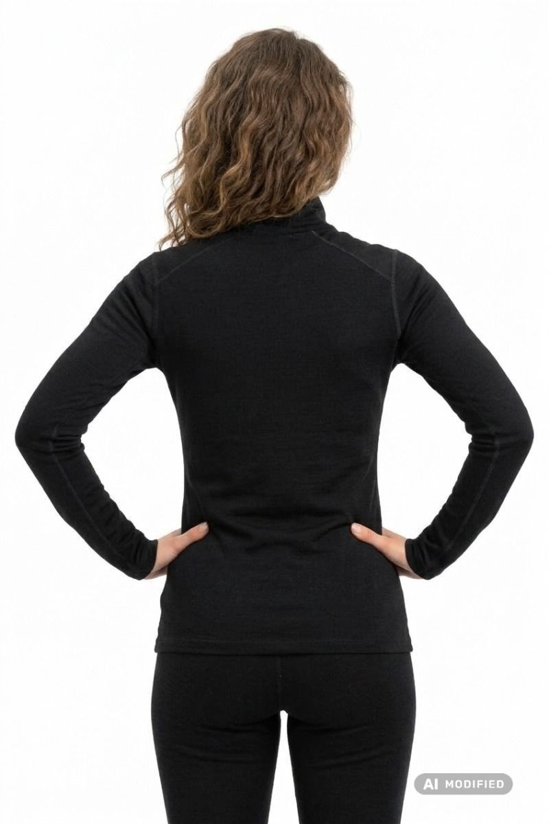 KOSZULKA 200 OASIS LS HALF ZIP WOMEN-BLACK