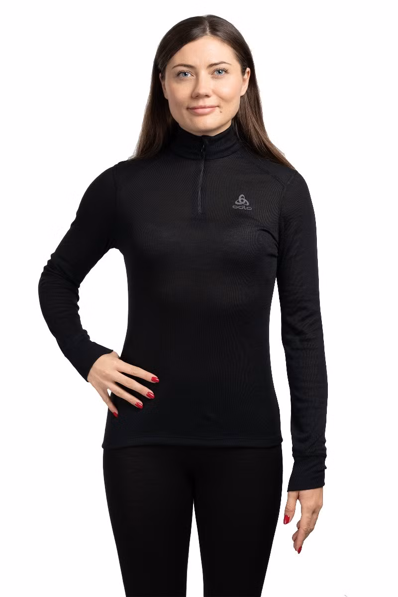 KOSZULKA ACTIVE WARM BI TOP TURTLE NECK LS HALF ZIP WOMEN-BLACK