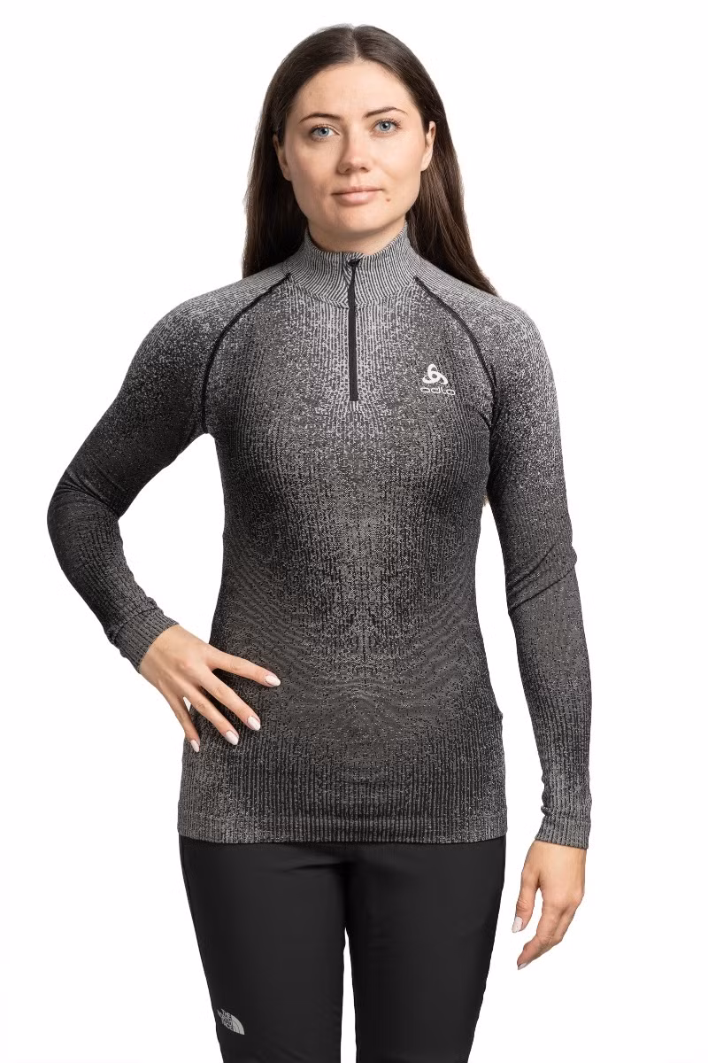 KOSZULKA BLACKCOMB ECO BL TOP TURTLE NECK LS HALF ZIP WOMEN-BLACK