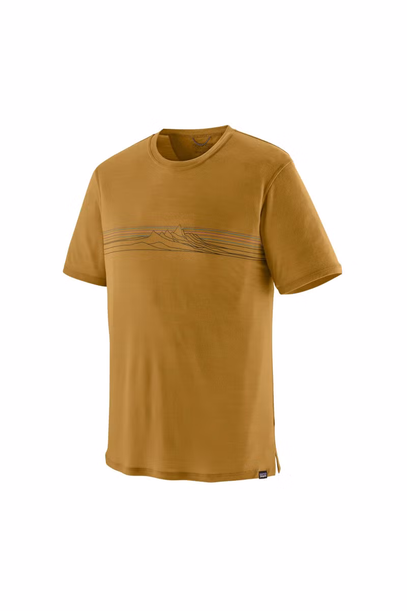 KOSZULKA CAP COOL MERINO GRAPHIC-STRATA STRIPE-BOBCAT BROWN