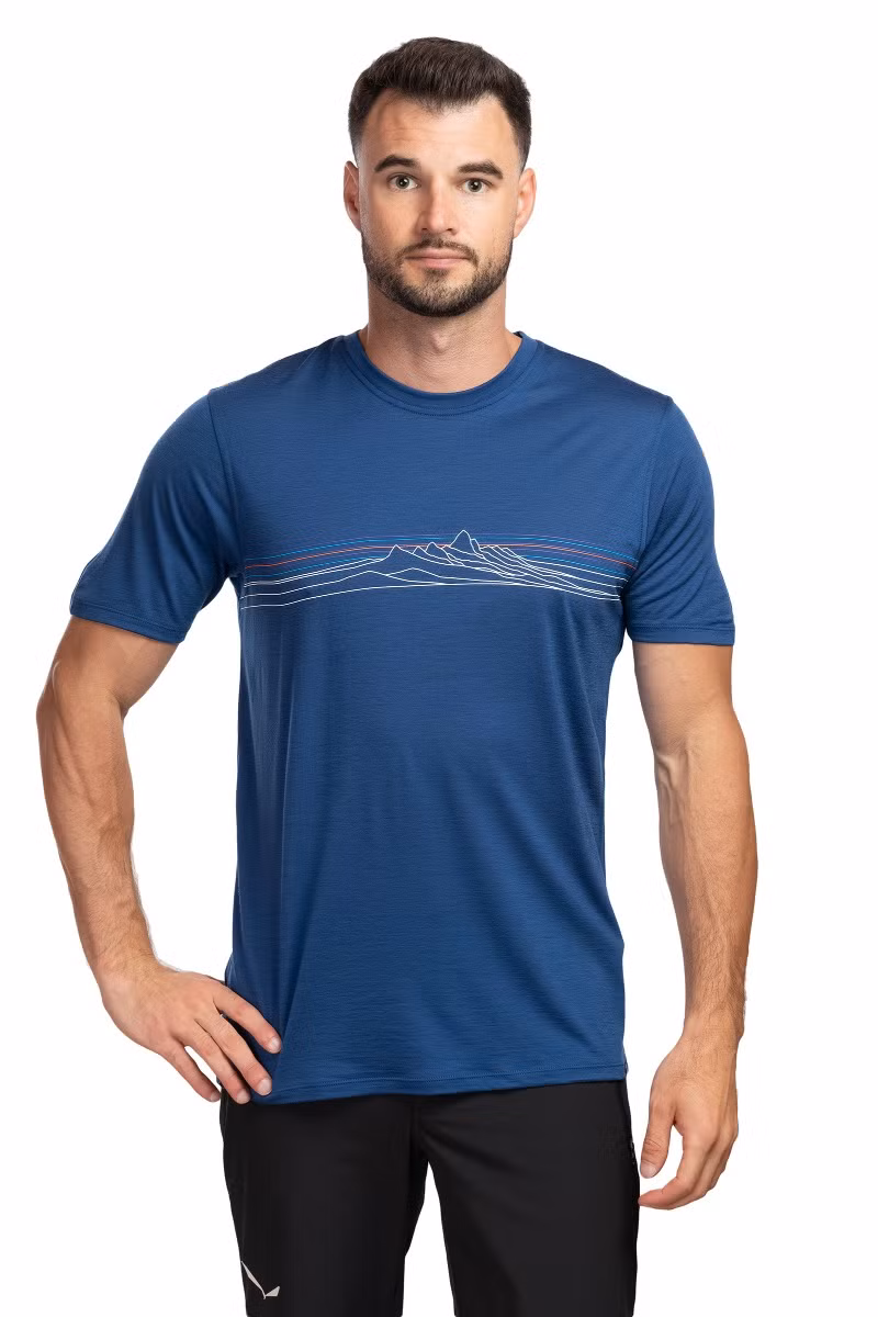 KOSZULKA CAP COOL MERINO GRAPHIC-STRATA STRIPE-CLEMENT BLUE