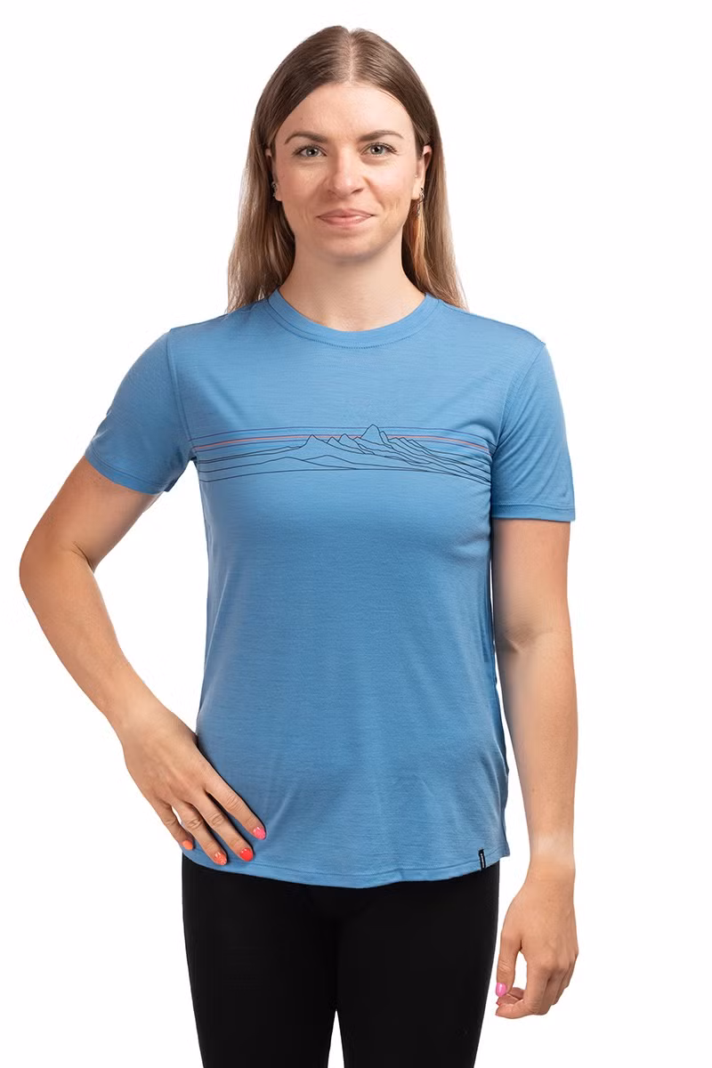 KOSZULKA CAP COOL MERINO GRAPHIC WOMEN-STRATA STRIPE-SHORE BLUE