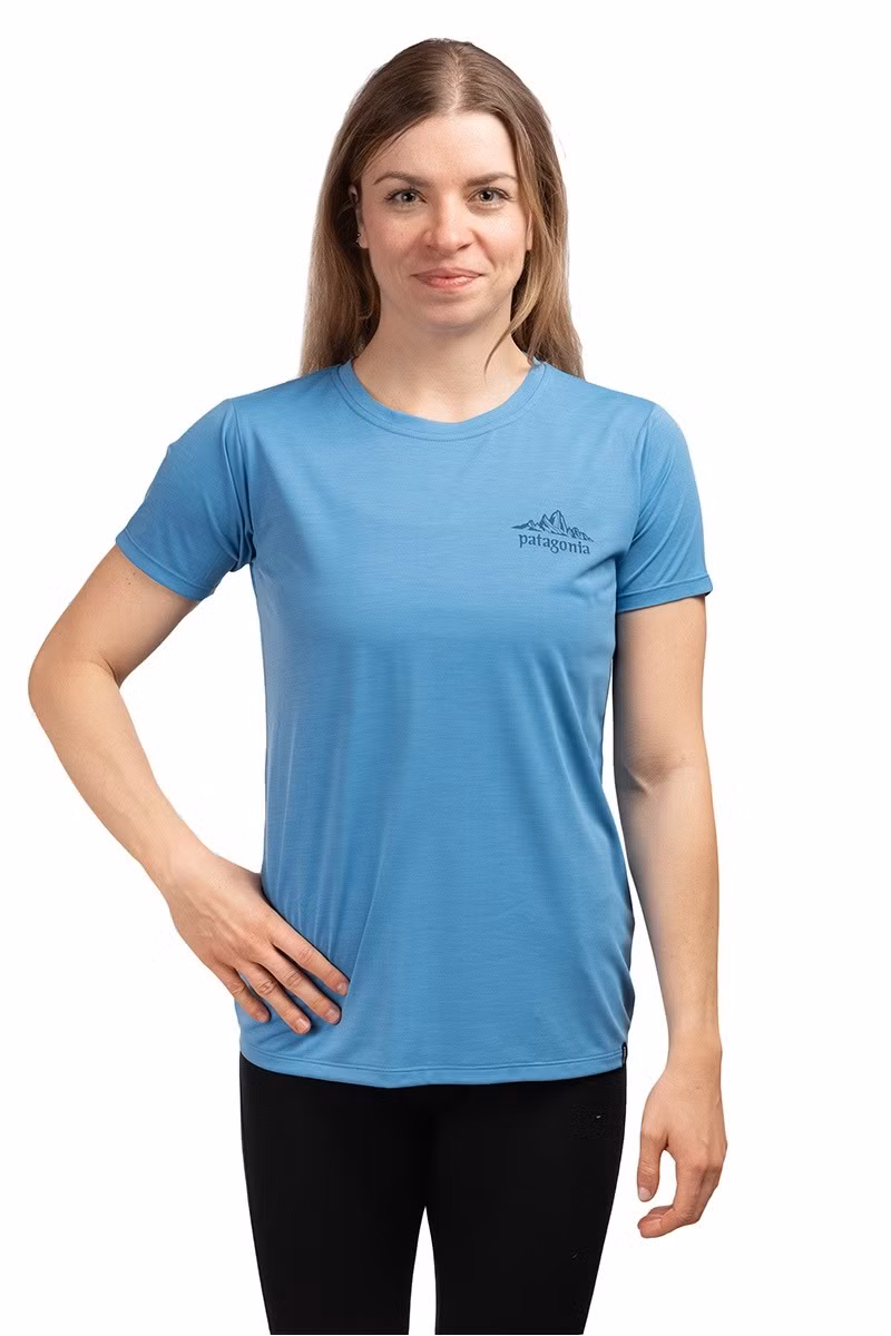 KOSZULKA CAPILENE COOL DAILY SHIRT CLOUD CRAG WOMEN-SHORE BLUE-LIGHT SHORE BLUE X-DYE