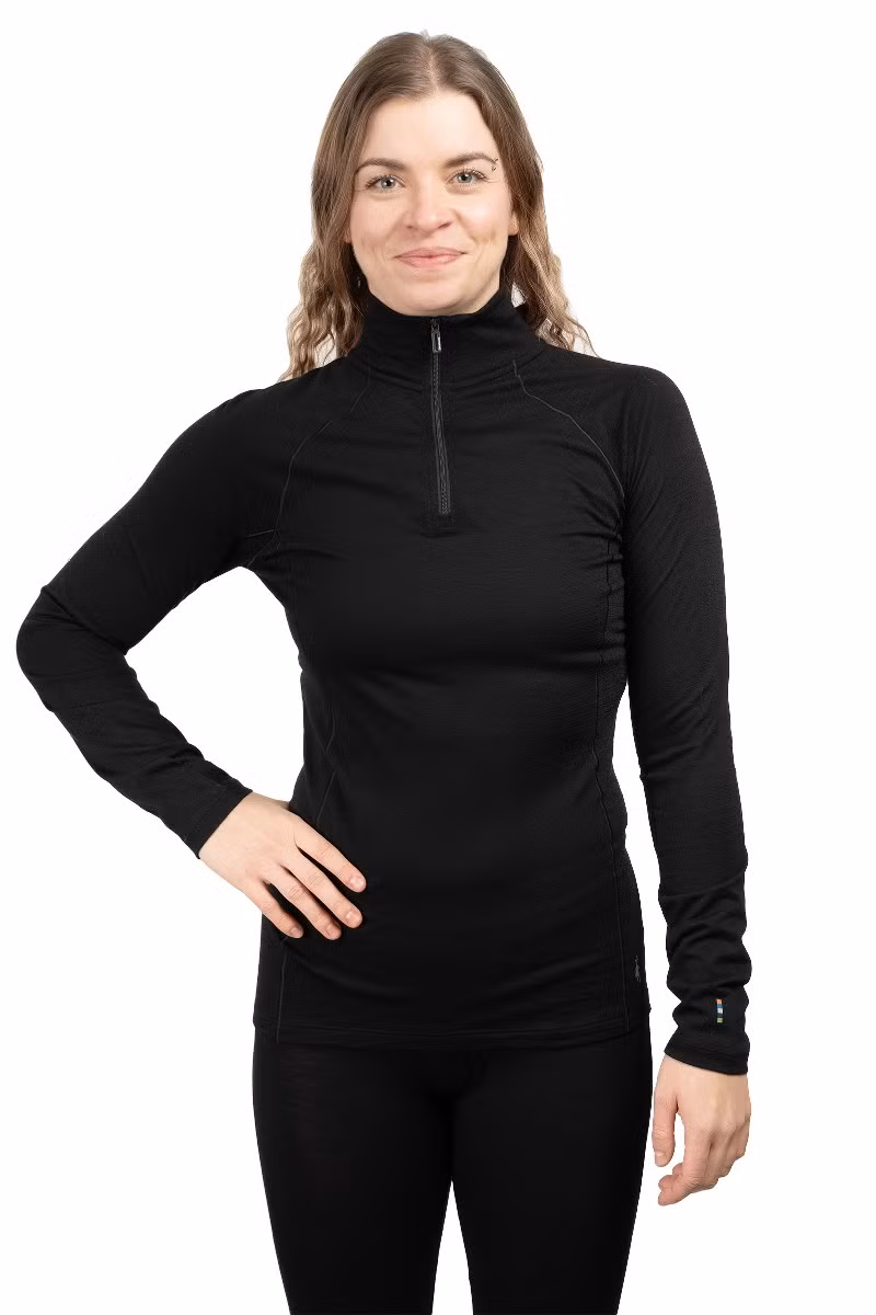 KOSZULKA CLASSIC ALL SEASON MERINO BASE LAYER 1/4 ZIP WOMEN-BLACK