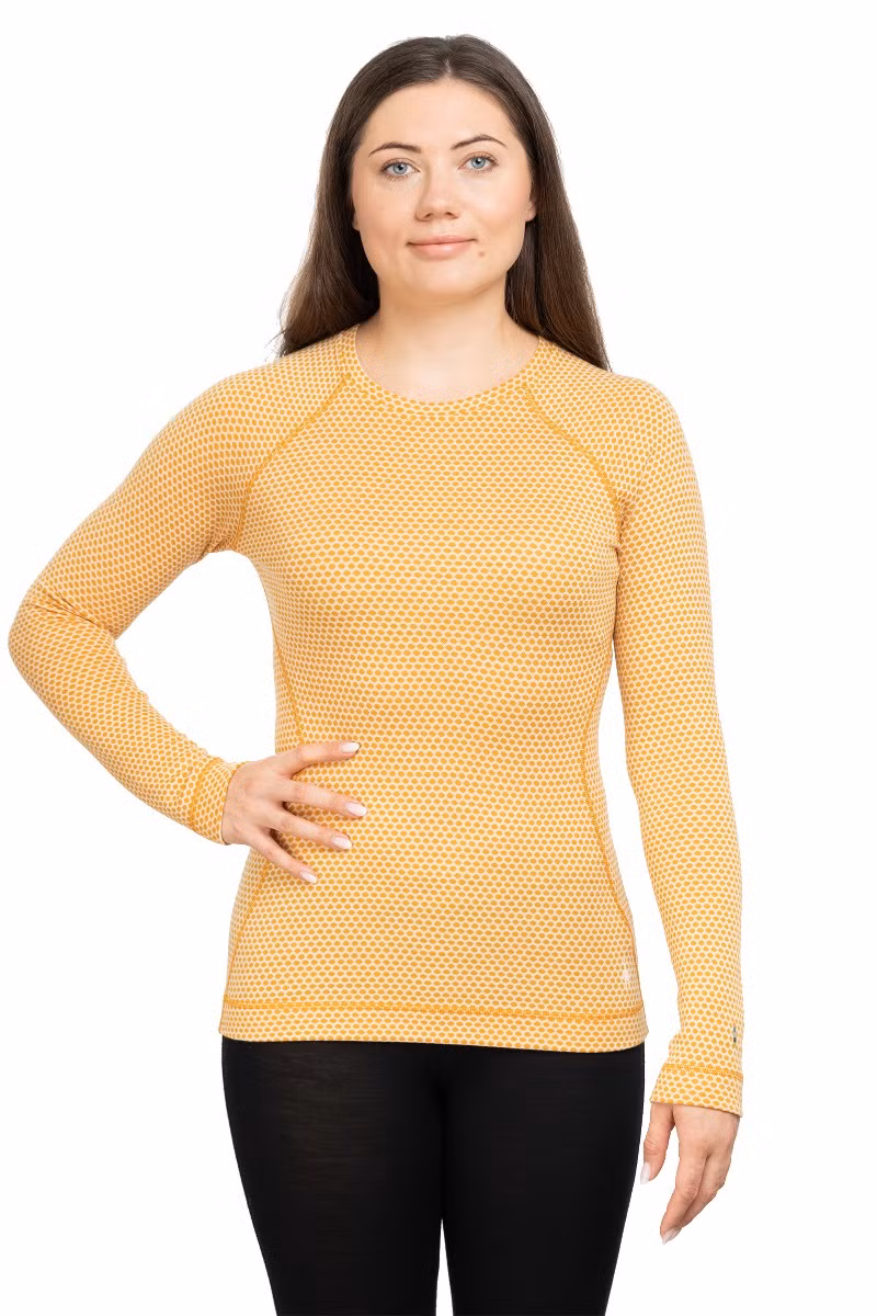 KOSZULKA CLASSIC THERMAL MERINO BASE LAYER PATTERN CREW WOMEN-HONEY GOLD DOT