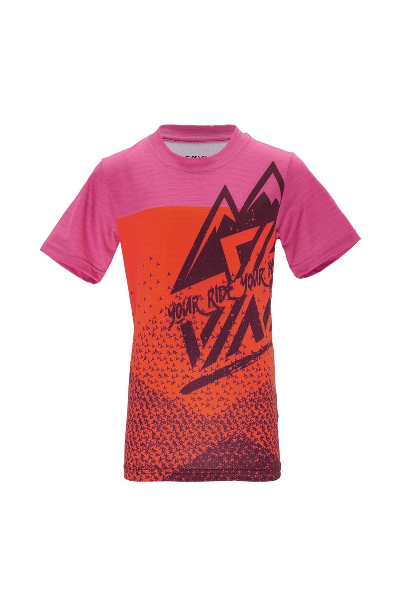 KOSZULKA DZIECIĘCA ROWEROWA DENNI-ORANGE-FUCHSIA